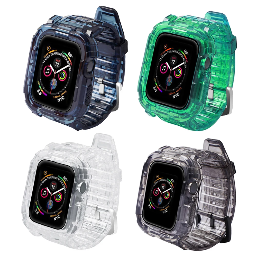 

Ремешок силиконовый для Apple Watch 44 мм 40 мм, прозрачный браслет для iWatch Series 6 SE 5 4 3 2 1 42 мм 38 мм