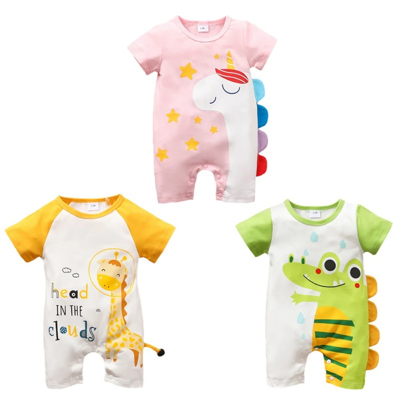 

Summer Cute Baby Boy Cotton Sets Cartoon Pattern Short Sleeved Shorts Romper Infant Letter Print Jumpsuit Bodysuit New