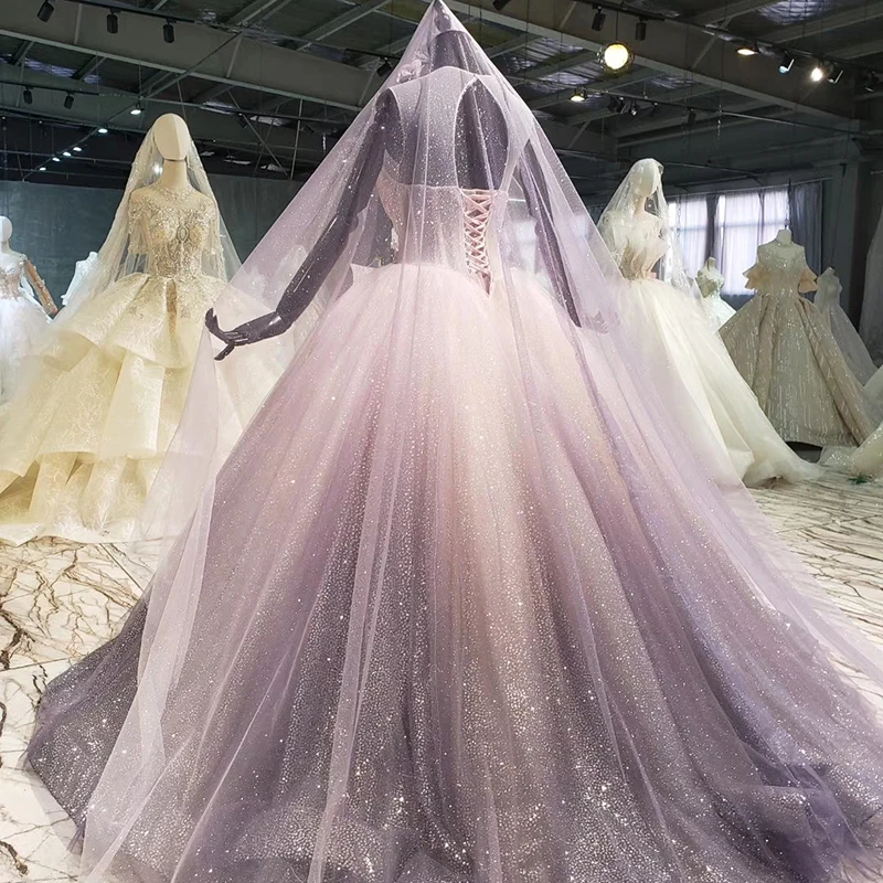 HTL1089 shiny purple evening dress long o-neck sleeveless special occasion dress vestido de fiesta largos de noche elegante 2020