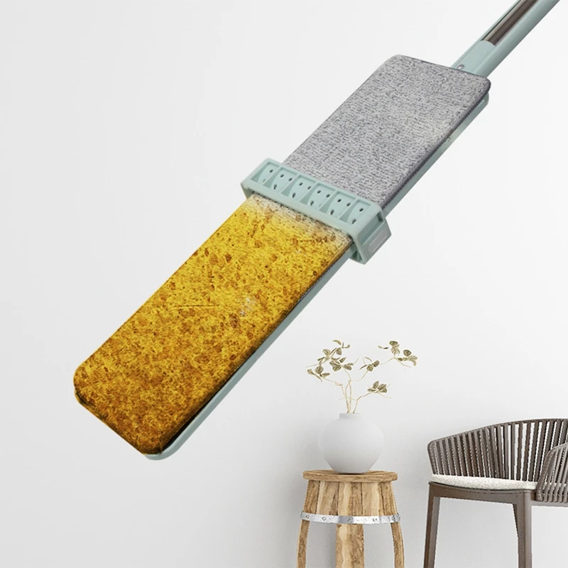 Плоская швабра с ручкой из нержавеющей стали вращающаяся Швабра для уборки дома