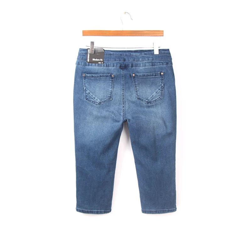 

FAKUNTN Summer Women High Waist Fashion Straight Style Water Wash Bleached Casual Jean Capri Female Trendy Color Calf