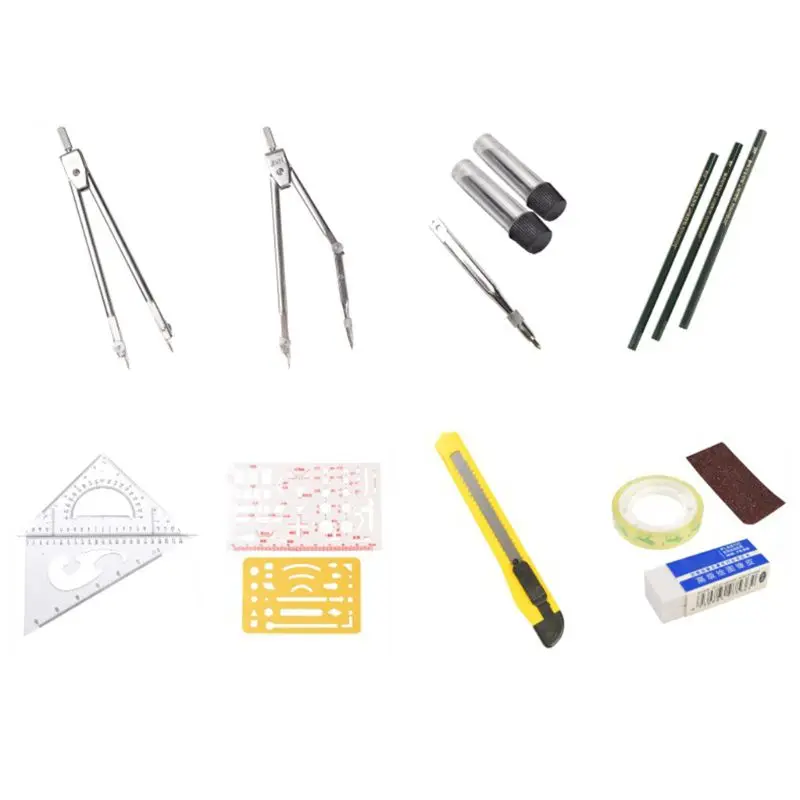 

16pcs/set Drafting Compass Set Drawing Templates Pencil Student School Supplies Stationery Combination Plotter Tool