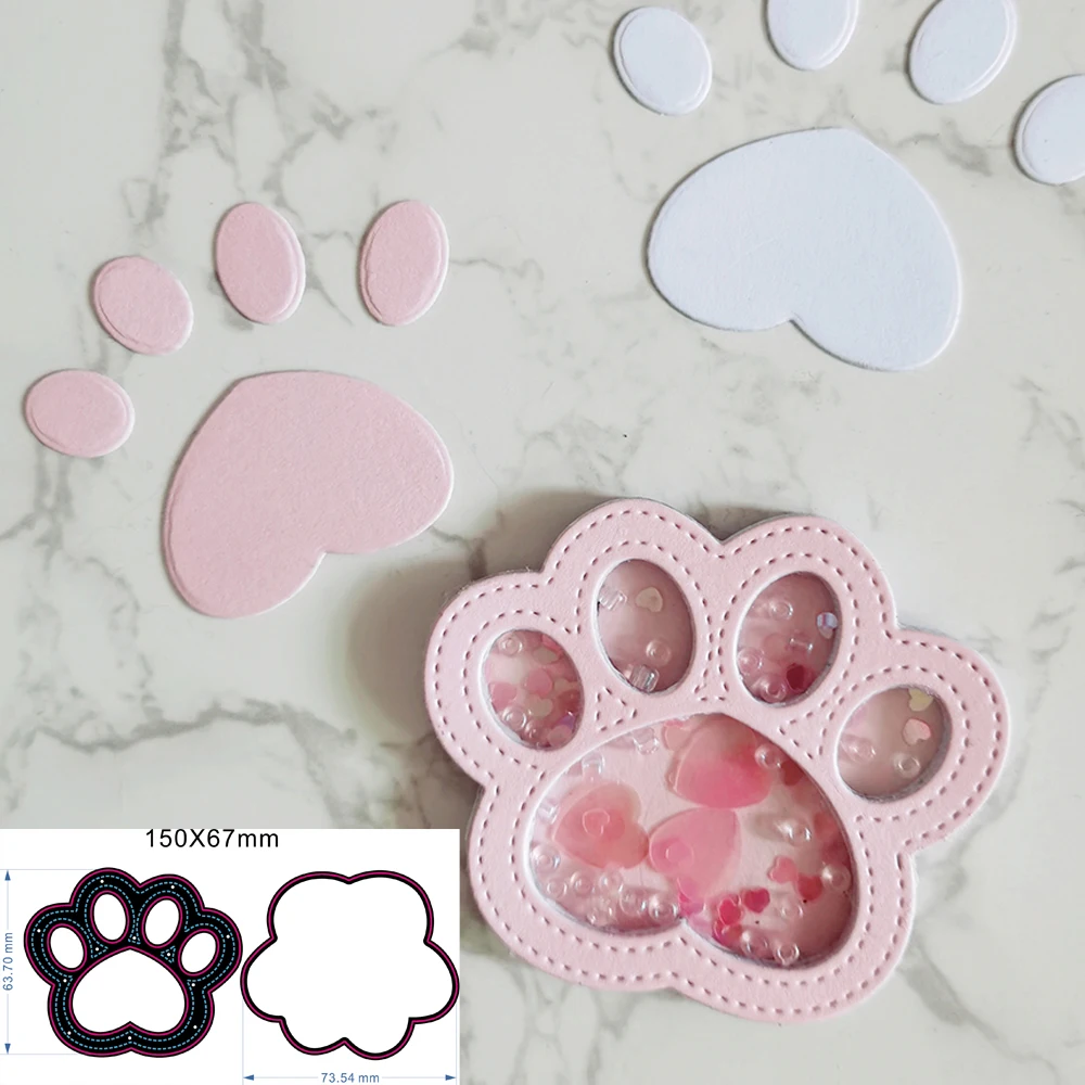 

New Cat dog paw print metal cutting mould pattern scrapbook die embossing DIY handicraft paper card photo album metal