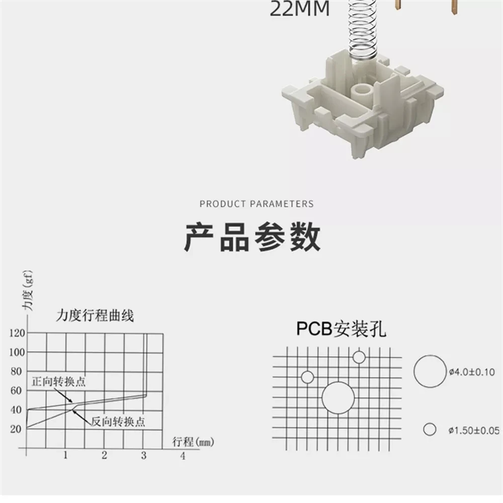 Серебряный переключатель Gateron Pro двойной односекционный пружинный линейный