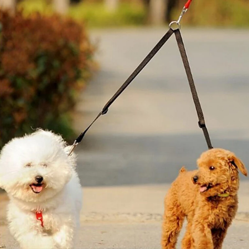1pcs Double Twin Dual Coupler Pet Dog Leash Two in One Strong Nylon V Shape Way Walking Running Lead | Дом и сад