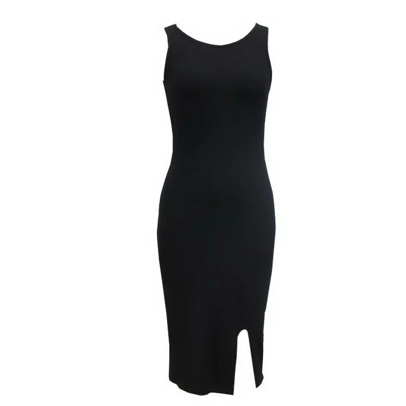 

Women Fashion Elegant Maxi Dress Summer Sleeveless Vest Long Slit Sexy Mini Dress Slim Cotton Dress Party Sexy High Split Dress