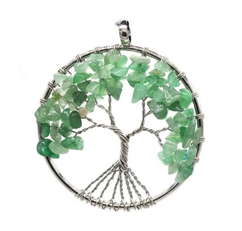 Натуральный 7 Чакра драгоценный камень жизнь дерева кулон ручной работы тканый