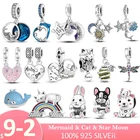 Новинка, подвеска из стерлингового серебра 925 пробы в виде мермидной звезды с сердцем, подвеска для мам, медведей, кроликов, котов, фирменный браслет, ювелирные изделия, подарок своими руками