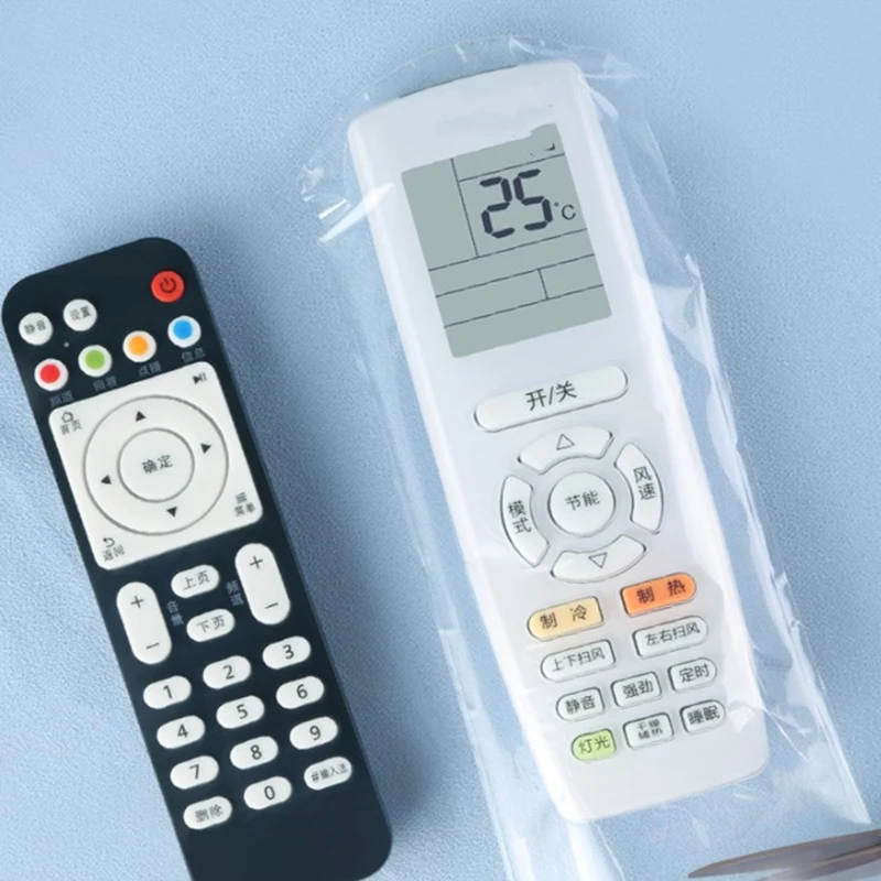 10pcslot transparent dustproof bag for tv remote control case storage protector air condition remote cover for xiaomi samsung free global shipping