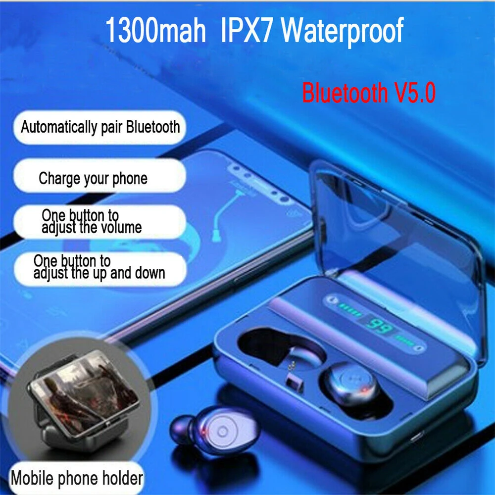 

Wireless Bluetooth 5.0 Earphone TWS HIFI Mini In-ear Sports Running Waterproof Bass Headset Support iOS/Android Phones HD Call