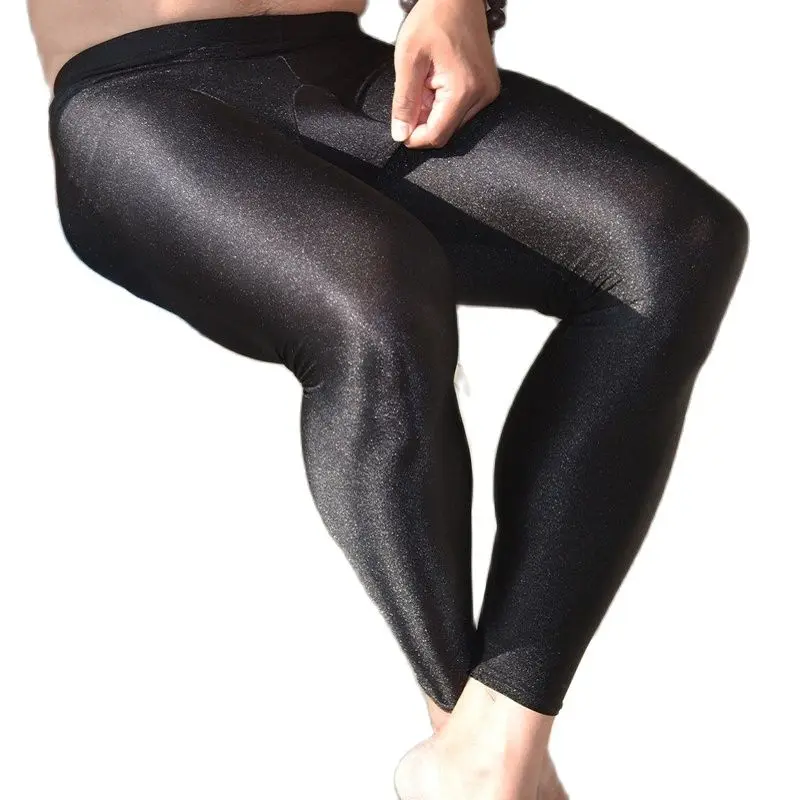 Тянущиеся тонкие мужские брюки на весну осень черные леггинсы гей наколенники