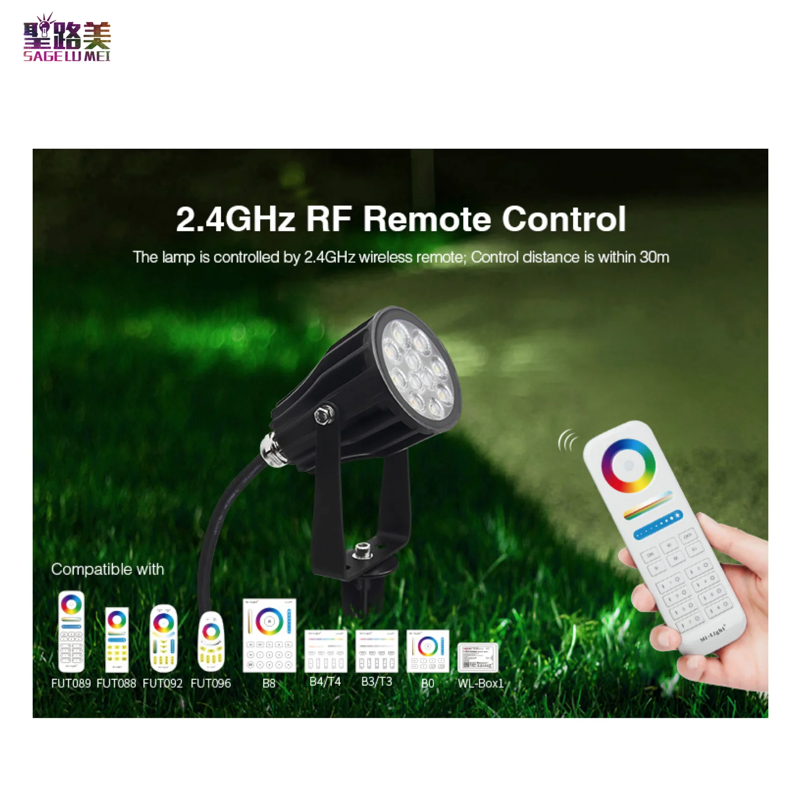 FUTC08 6W RGB + CCT светодиодный садовый светильник (DC24V) 2 4 GHz RF Remote / APP Third вечерние