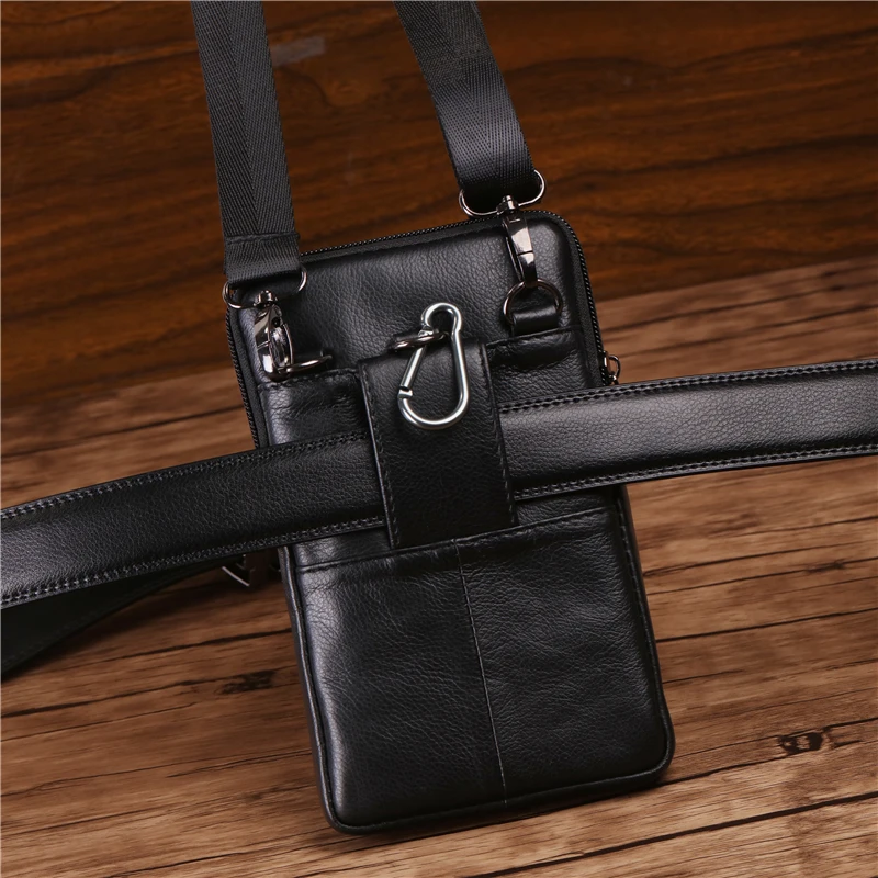 Мужская поясная сумка из натуральной кожи кошелек для карт мессенджер забавная