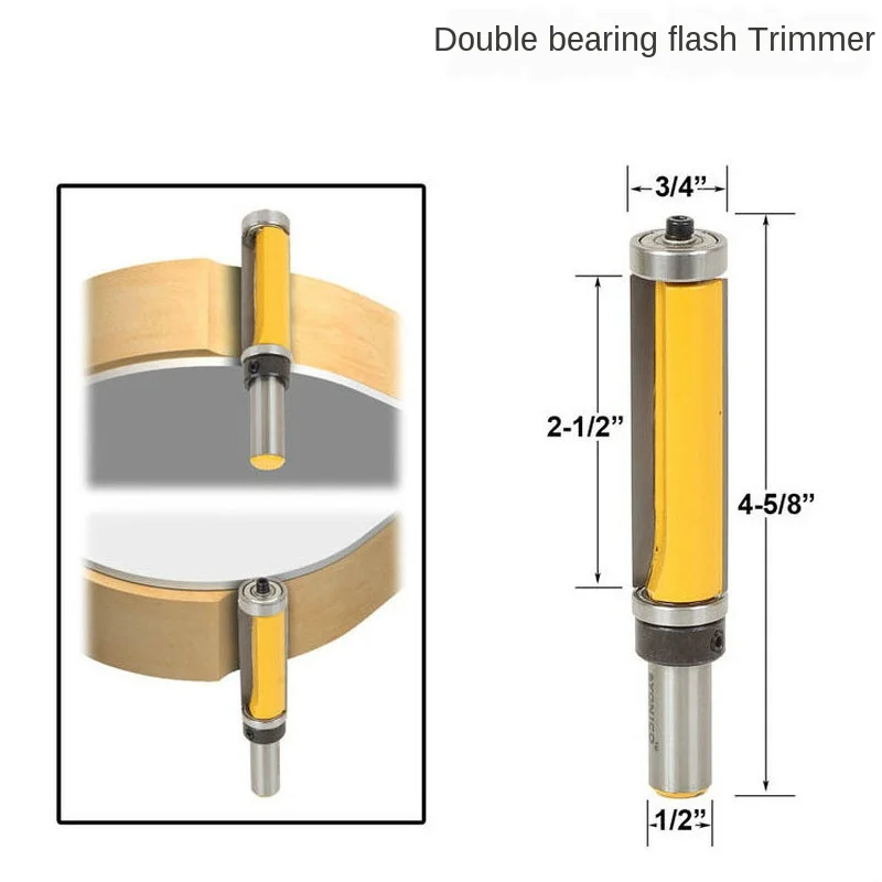 

1/2 Double Bearing Trimming Cutter Double Edge Straight Router Bit Woodworking Tool Wood Milling Trimming Machine Boring Cutter