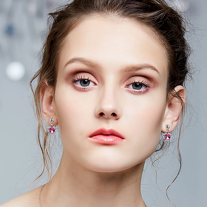 Cdyle Австрийские хрустальные серьги капли с цветком персика Модные женские