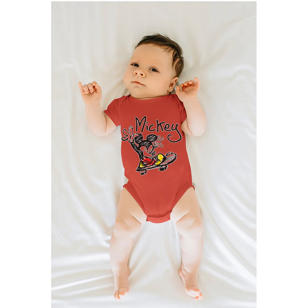 

Four Seasons Baby Clothes Cartoon Funny Boy Girl Romper Aesthetics Fashion Disney Mickey Mouse Graphic Cute Toddler Bodysuit