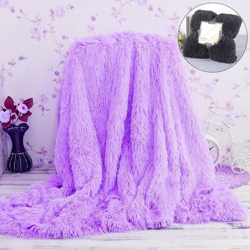 

Faux Fur Blanket Ultra Plush Bedding Sofa Blanket Multi-size Autumn Winter Plush Blankets Comfortable