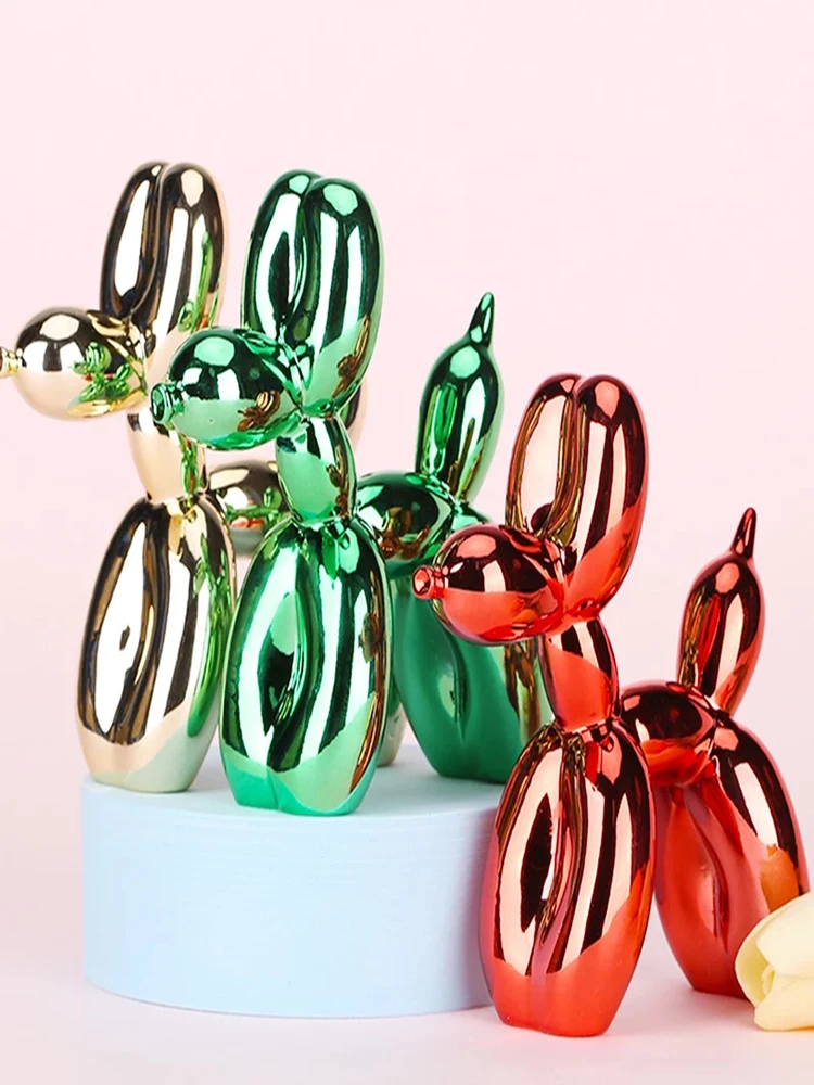 

Resin Dog Ornament Cute Shiny Electroplating Balloon Dog Crafts Sculpture Ornaments Home Party Dessert Desktop Decoration