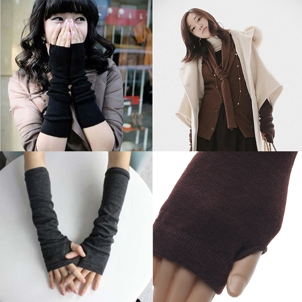 

1 Pair Soft Stretchy Wrist Arm Hand Warmer Knitted Mittens Women Winter Long Fingerless Gloves Unisex Half Finger Gloves New