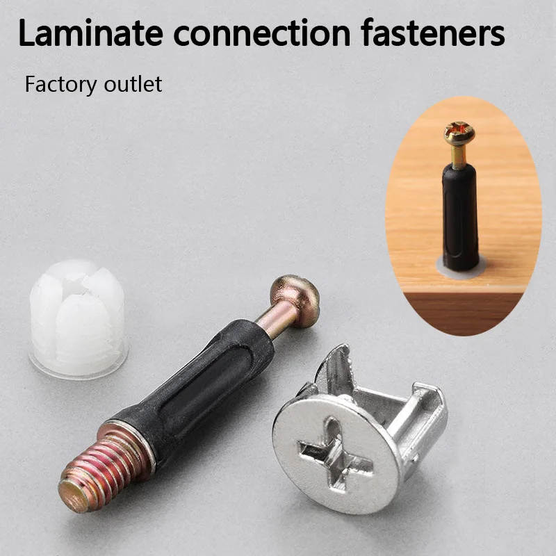 

80PCS Furniture fastener dowel pin connector cam lock connecting screw durable wardrobe wood connecting rod fastener accessories