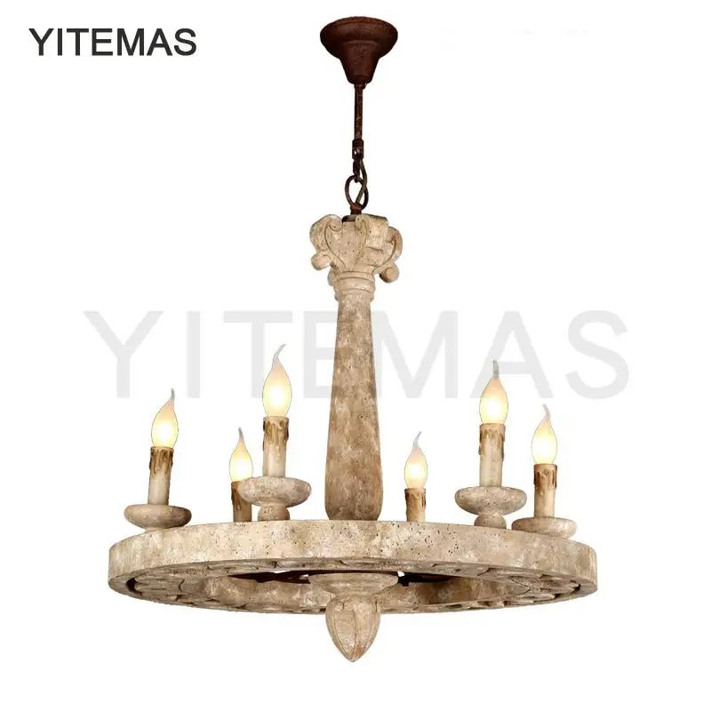YITEMAS американский стиль кантри Ретро Cartwheel дерево работа люстра лампа деревянный