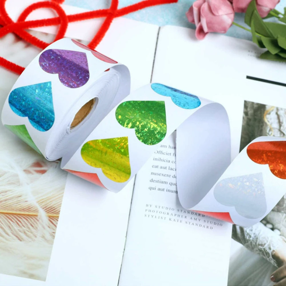 

500pcs/roll Love Heart-shaped Label Sticker DIY Scrapbook Gift Packaging Seal Birthday Party Wedding Supplies Sticker