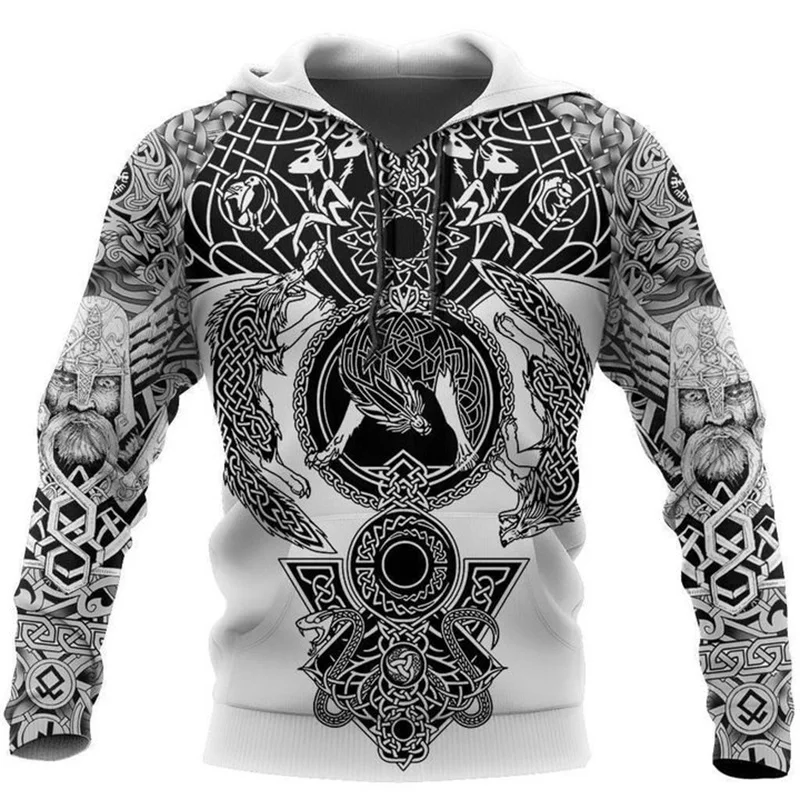 

New beautiful design Viking tattoo 3D printed men's Hoodie fashion Hoodie Sweatshirt autumn Unisex Hoodie