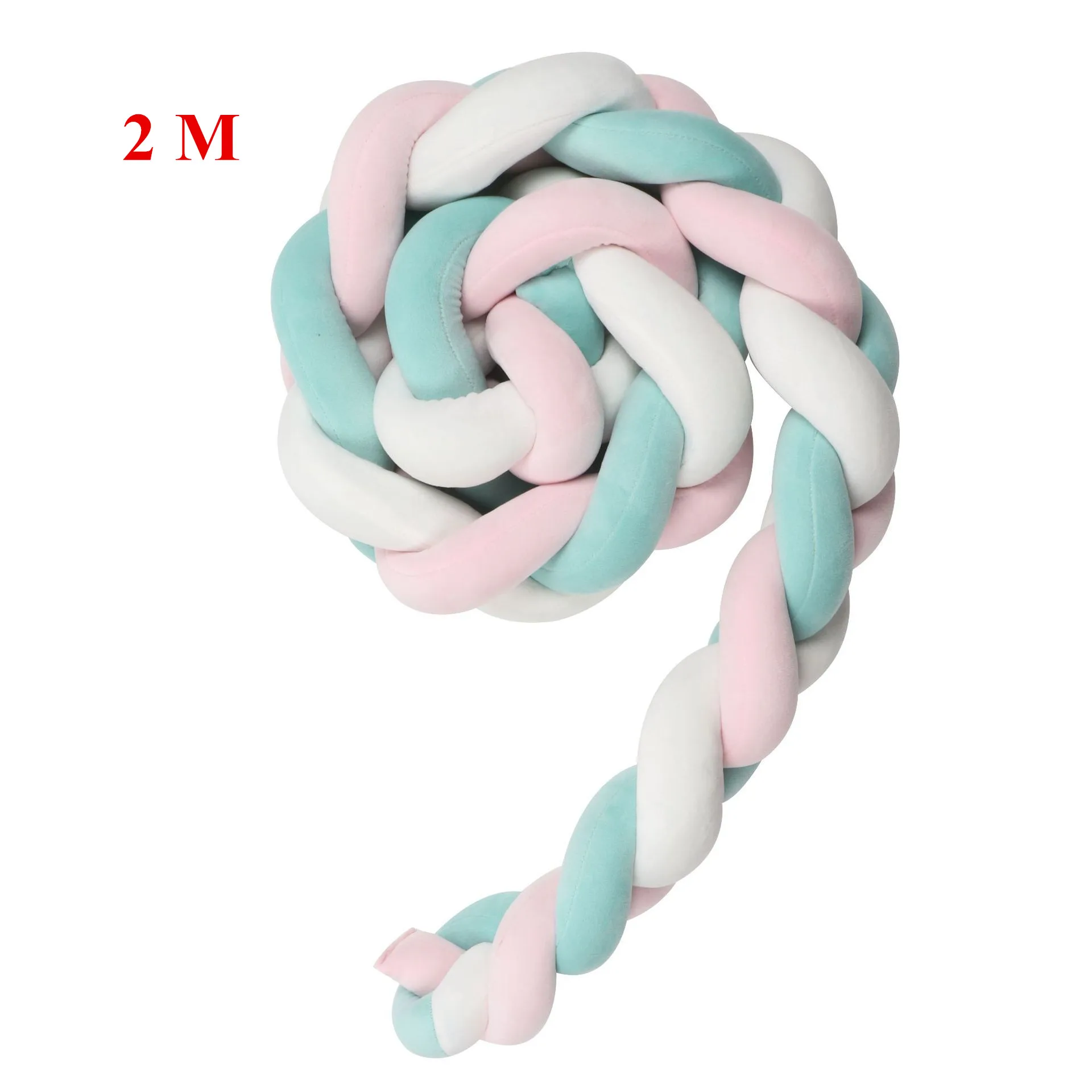 PinkWhiteSkyBlue2M Подушка-бампер для новорожденной кровати с узлом, Подушка-бампер для детской кроватки, бампер для детской кроватки - Цвет: PinkWhiteSkyBlue2M