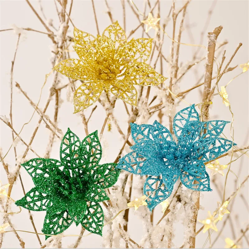 

Christmas Artificial Flower Snowflake Cane Ornaments Xmas Tree Pendant Christmas Decorations for Home 2022 Navidad Kerst Decor