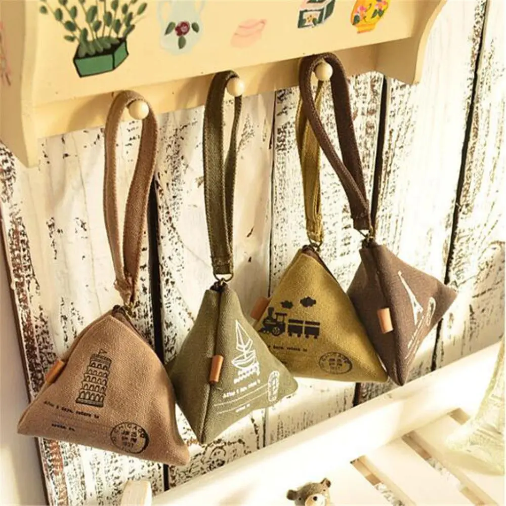 Кошелек для мелочи 9*9 см женщин и мужчин холщовые треугольные мини кошельки