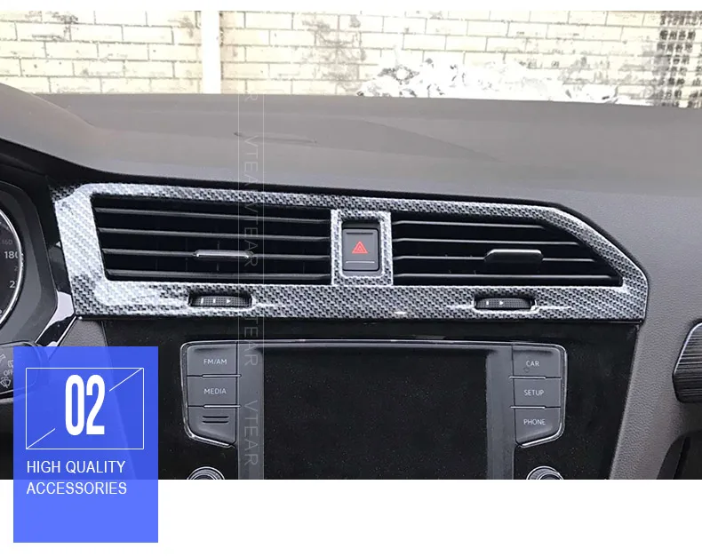Vtear для VW Tiguan тигуан аксессуары из углеродного волокна, приборная панель, Кондиционер, выход переменного тока, вентиляционное отверстие, отделка рамы, интерьер, стиль，автотовары