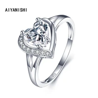 aiyanishi wedding ring 925 sterling silver sparkling heart sona diamond engagement band ring for women promise statement jewelry