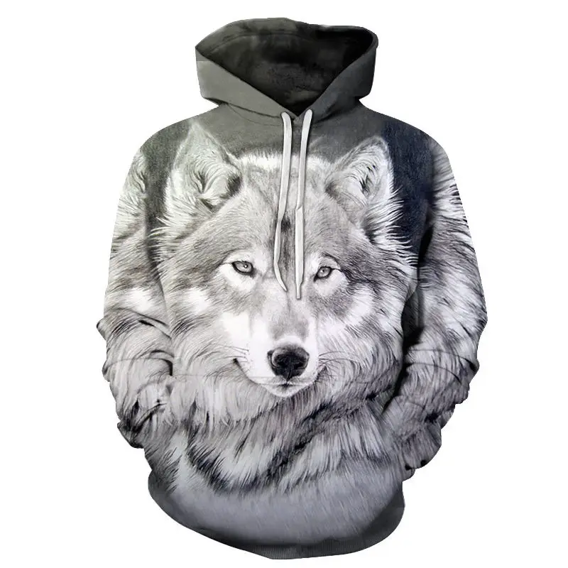 

2021 new men's and women's hoodie 3D printing ferocious wolf head sweatshirt children's fashion hip-hop casual jacket men's 9XL
