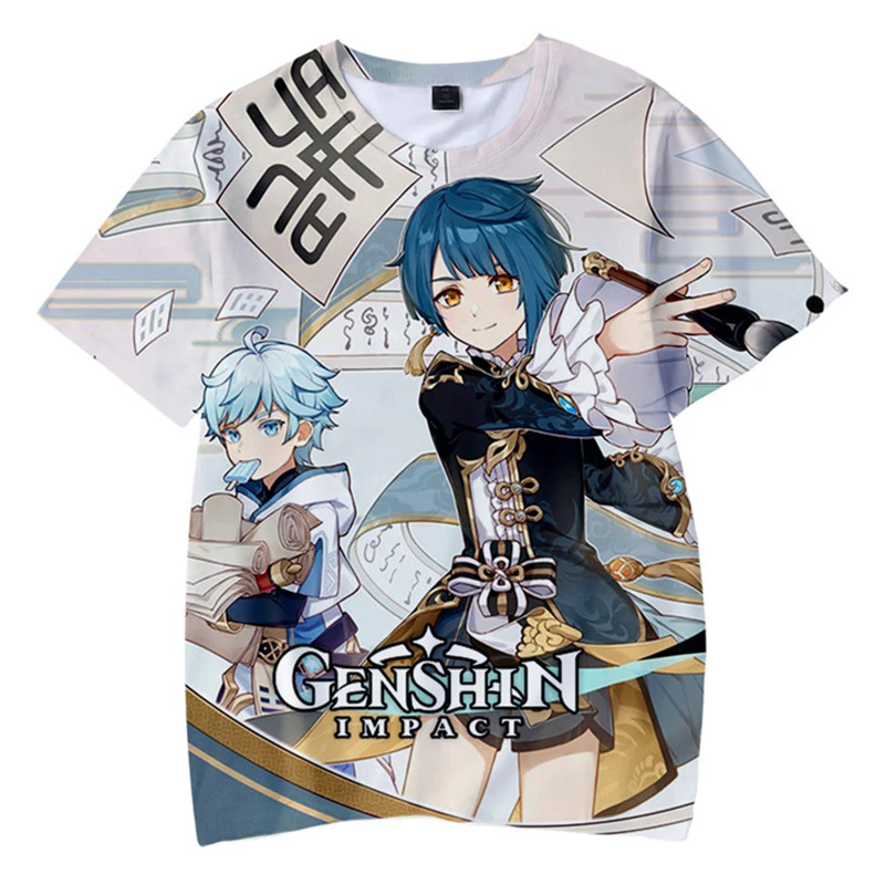 

New anime game Kyushu Island T-shirt Impact 3D printing streetwear men's and women's fashion oversized T-shirt Harajuku children