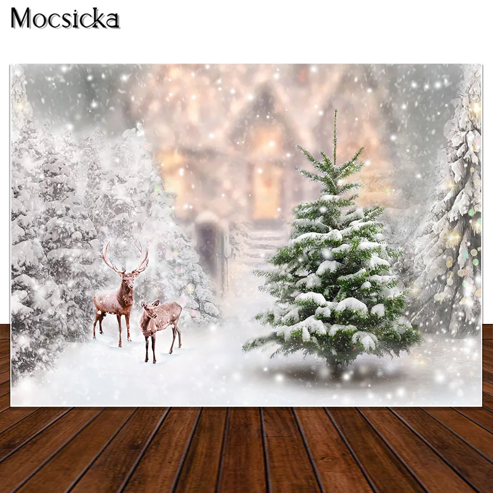 

Christmas Backdrop Winter Snow Photography Background Jungle Elk Photocall Photo Studio Wonderland Photo Props Child Photoshoot