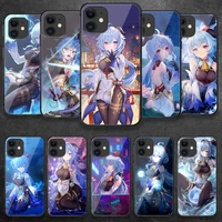 genshin impact ganyu game tempered glass phone case cover for iphone 5 5s 6 6s 7 plus x xs xr se 2020 11 12 pro max mini prime