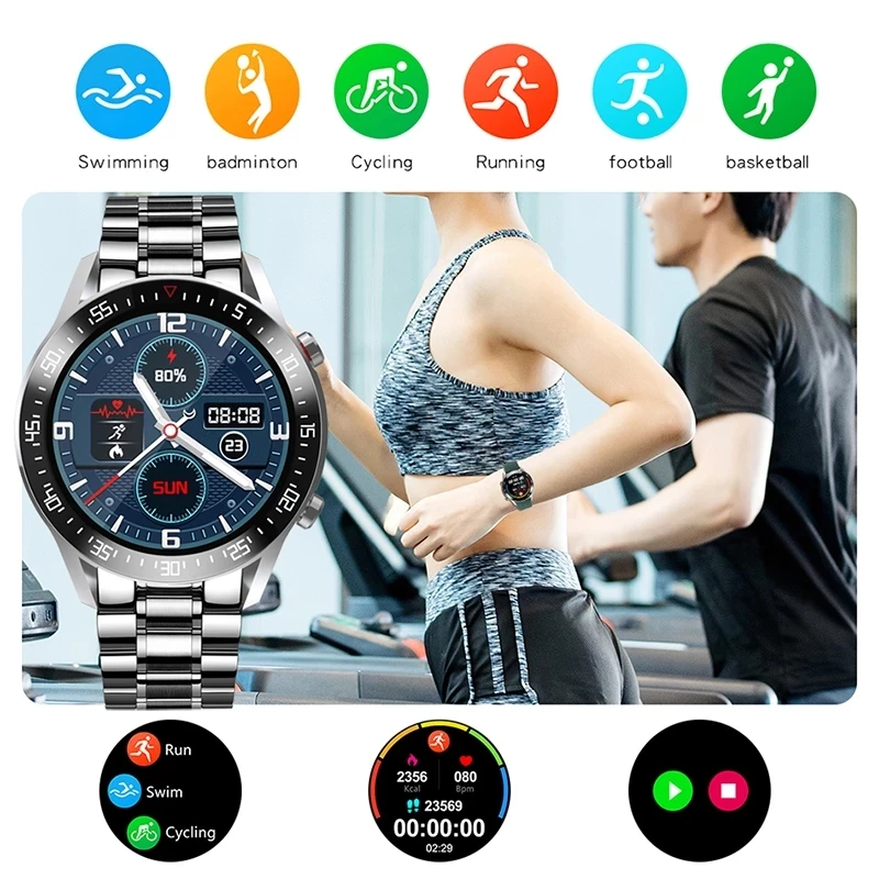 

LIGE 2021 New Men's Smart Watch Men's Business Sports Waterproof Watch Heart Rate Monitoring Full Screen Touch Men's Smart Watch