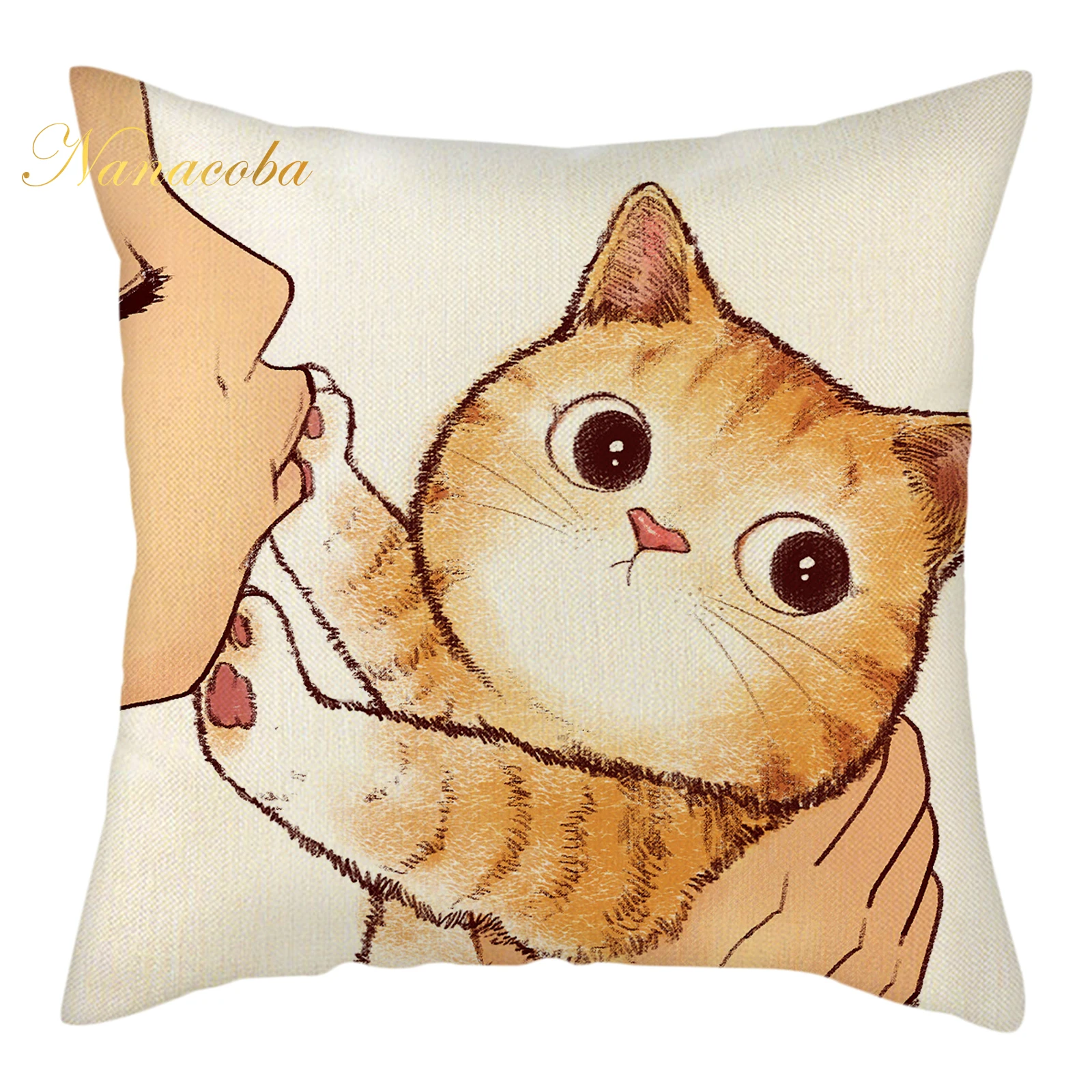 

Funny Love Kiss Cute Cat Pillows Cases Sofa Car Cushions Cover Livingroom Decorative Pillows For Kids White Pillowcase 45x45cm