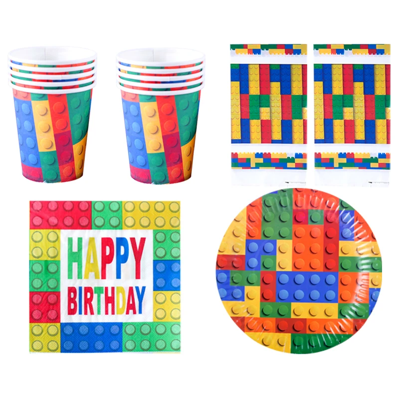 61 шт./лот тематические блоки для мальчиков Детские сувениры тарелки чашки день