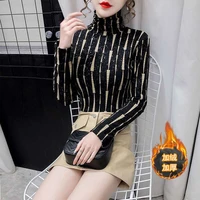 fleece thickened new women s clothing autumn and winter elegant high end all match turtleneck t shirt