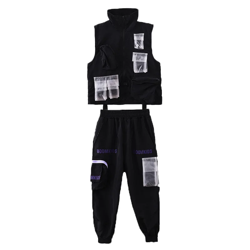 

Boys hip hop style T-shirt no sleeve top no sleeve coat no sleeve tactical camouflage pants boys clothing children dance