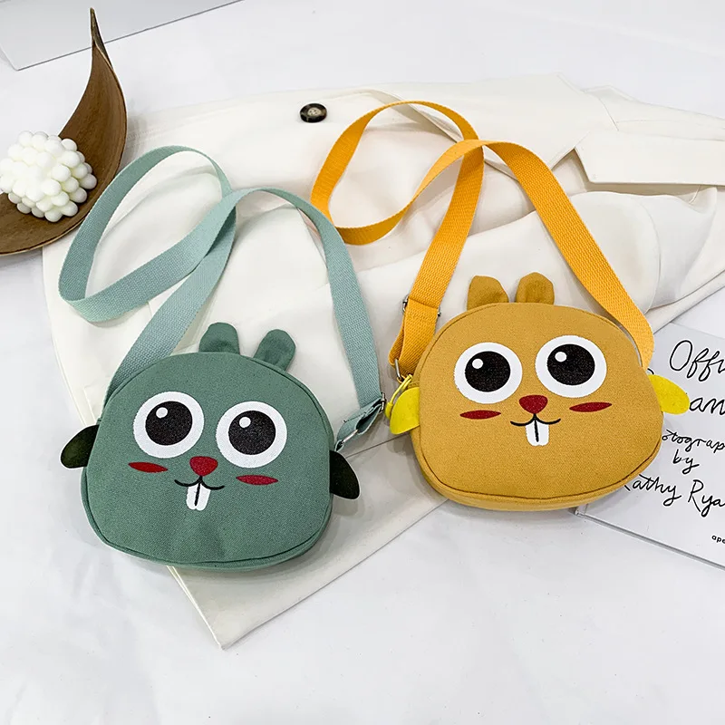 

Cartoon Canvas Crossbody Bag Women's Korean Fashionable Shoulder Handbags Japanese Ins Hundred With Cute Bunny Sloping Satchels