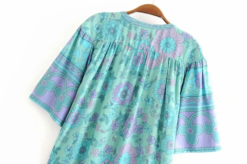 Женская блузка с бахромой винтажная коротким рукавом и v образным вырезом кимоно