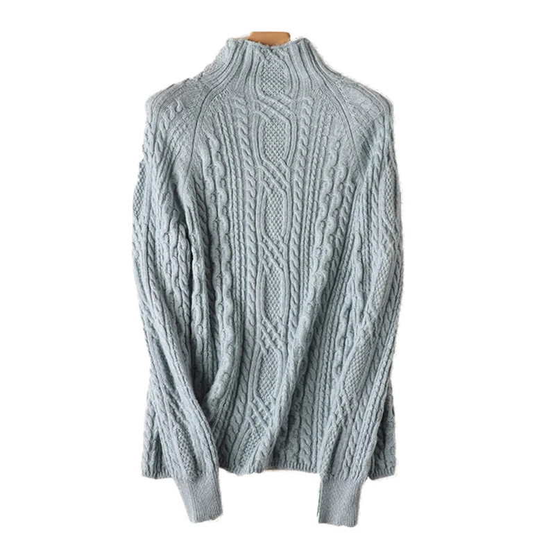 2021 Merino Wool Sweater High Collar Turtleneck Women Soft Solid Color Warm Thickening Argyle Jumpers Quality Tops | Женская одежда