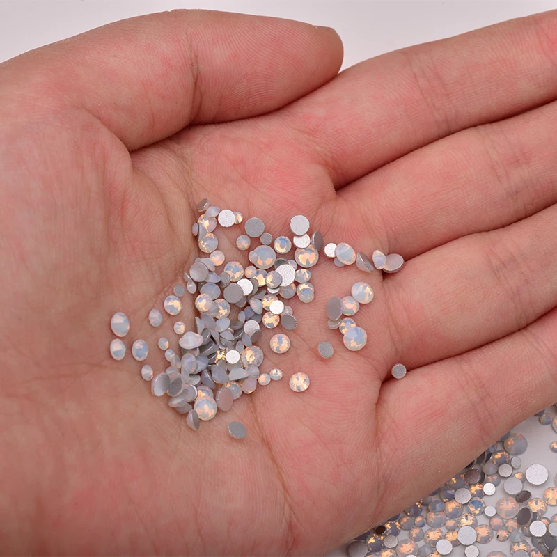 JUNAO Mix Size Opal Green Glass Nail Rhinestone Sticker Art Decoration Round Crystal Stone Flatback Strass For Crafts | Дом и сад