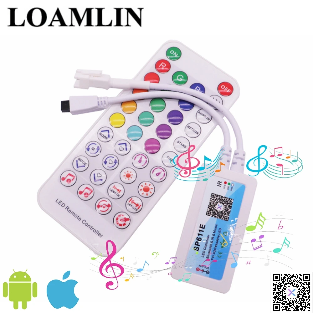 Умный музыкальный Bluetooth контроллер SP611E RGB для WS2812B SK6812 WS2811 Адресуемая
