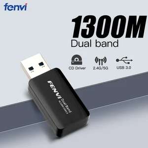 USB Wi-Fi адаптер 5 ГГц, 1300 Мбитс, USB 3.0 ключ доступа для локальной сети 2,4G и 5 ГГц 802.11ac, мини портативный Wi-Fi ресивер для ПК Win