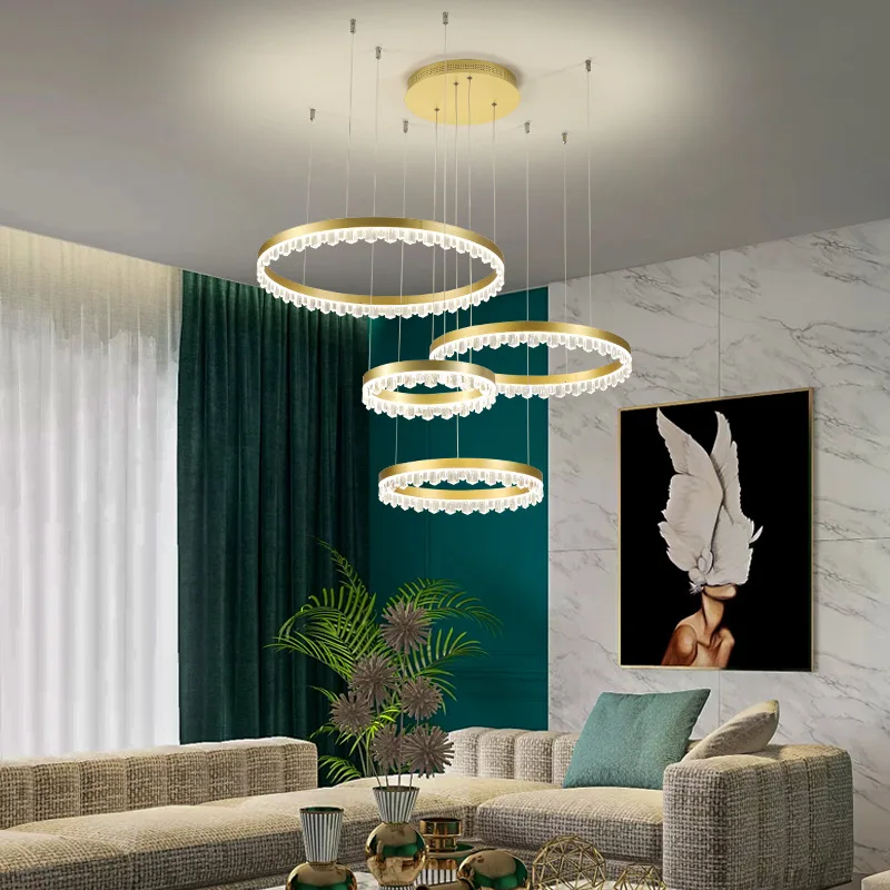 

Nordic style crystal round ceiling lamp postmodern living room bedroom hotel or restaurant LED decorative creative Chandelier