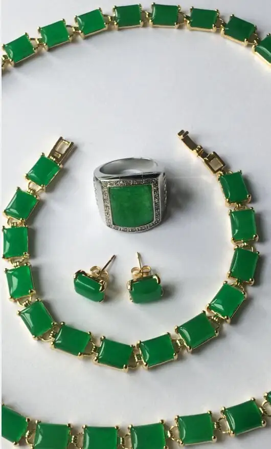 Новинка набор ювелирных изделий ручной работы: зеленый нефритовый