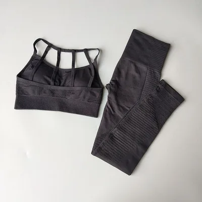 Бесшовный комплект для йоги женская одежда фитнеса спортивная женские леггинсы